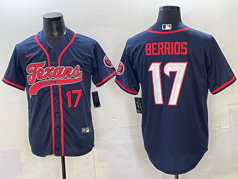 Men 2025 Nike Houston Texans 17 Berrios Blue Joint Name Limited NFL Jersey style 04
